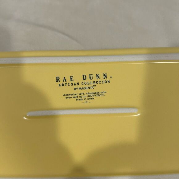 Rae Dunn Baking Dish HAPPY SPRING Yellow Artisan Collection by Magenta - Picture 8 of 12